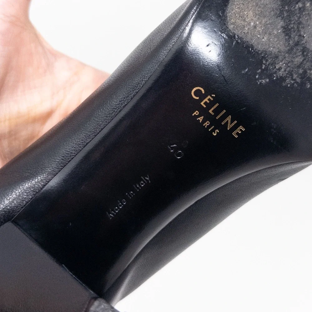 Celine Phoebe Philo Soft V-Neck Pumps 70 EU 40 Pointed Toe Cone Heel Black Nappa